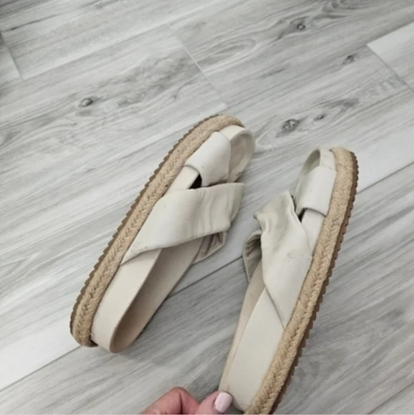 Zara Women’s Knot-Detail Espadrille Slide Sandals in Cream Sz 7.5 - Picture 4 of 9